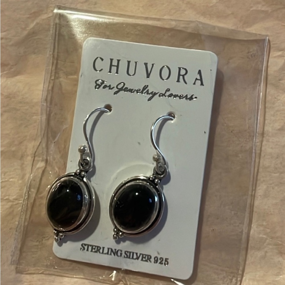 Chuvora Black Onyx drop earrings